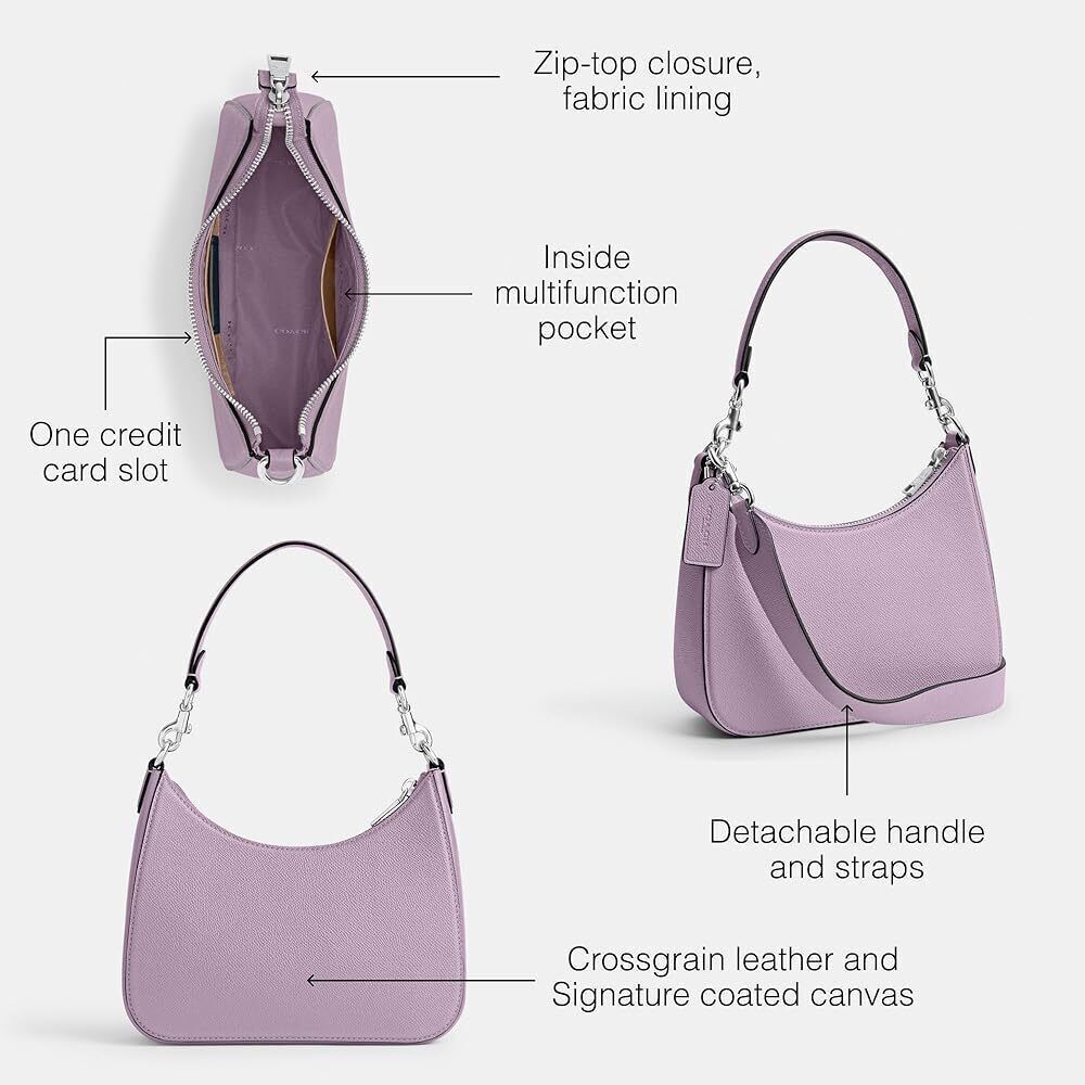Coach Unisex Hobo Crossbody Bag Signature Canvas Soft Purple CJ842 - Picture 3 of 4